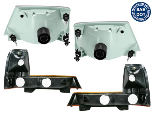 APA Replacement Combo Set of Headlights and Corner Lamps for 1998 1999 2000 98 99 20 Ranger Set of 2 Headlights and 2 Corner Lamps Passenger Right and Driver Left Side - color: 1998-2000 Ranger Combo