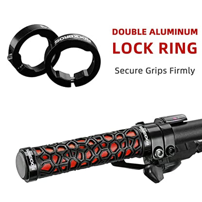 ROCKBROS Bike Handlebar Grips Double Lock-on Bike Grips Non-Slip Bicycle Handlebar Grips for MTB, BMX, Scooters, Folding Bikes 22.2mm - color: A1 - Red