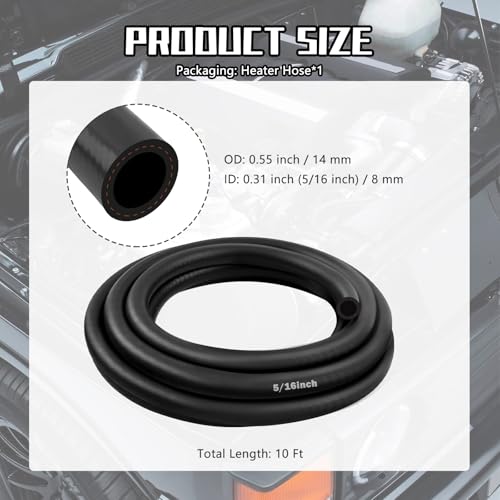 10Ft 5/16" Heater Hose,Flexible Heater Coolant Hose with ID 8mm & OD 14mm - color: 5/16inch*10ft