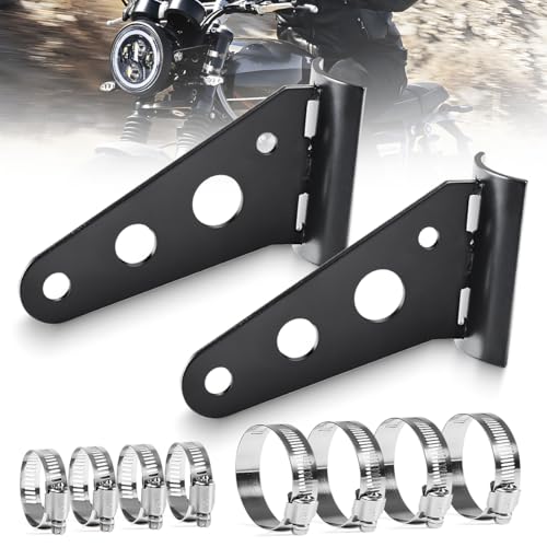 Motorcycle Headlight Brackets With Clamps Fit Cafe Racer,Chopper,Bobber,Street Tracker,Scrambler Motorcycle with 27mm to 70mm O.D. Fork,for 7",5.75",5-3/4" Side Fork Mount Headlight Bracket - size: Motorcycle Headlight Brackets - Side Mount