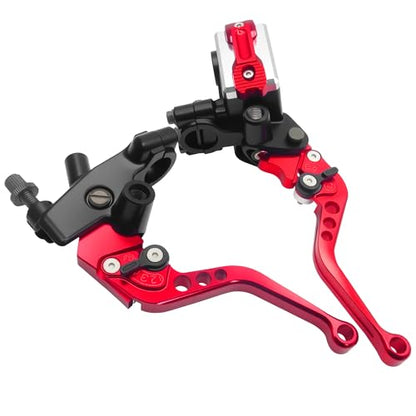 Universal Motorcycle 7/8" 22mm Handlebar Brake Master Cylinder Clutch Lever CNC Left & Right Set Compatible with Honda Kawasaki Suzuki Yamaha（ Piston Diameter 12.7mm (Red) - color: Red