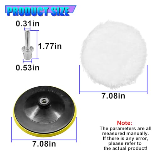 7 Inch Microfiber Car Polishing Pads, Small Automotive Buffing Wheel with M14 Drill Adapter, Vehicle Buffer Polisher Pad for Drill Buffer Attachment (7IN) - size: 7IN