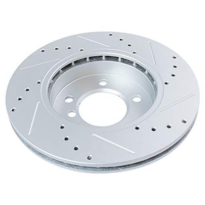 TRQ Performance Front and Rear Brake Rotor Set G Coated Drilled and Slotted - style: BRA13976