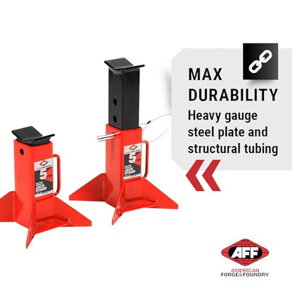 AFF Heavy Duty Pin Type Jack Stands, 5 Ton (10,000 Lbs) Capacity, 1 Pair, 3305A