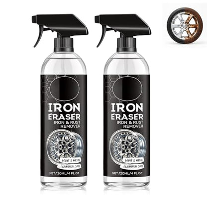 2Pcs Iron Eraser Rust Remover Spray, Iron Eraser Iron and Rust Remover Cleaner Sprays for Car Wheels and Paint, Professional Automotive Surface Cleaning, Fast Acting Rust and Brake Dust Remover
