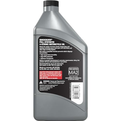 Quicksilver 10W-40 Full Synthetic Motorcycle Oil, 1 Quart - size: 1 Quart, style: 10W-40