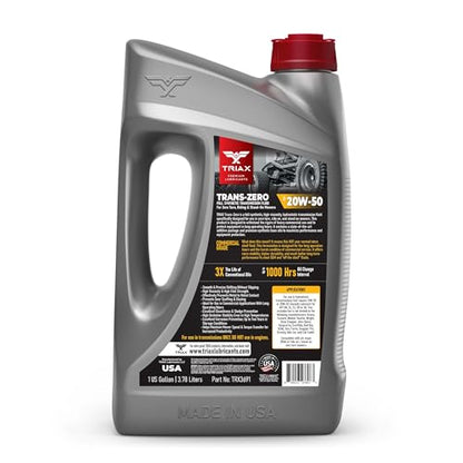 TRIAX Trans-Zero 20W-50 Full Synthetic Hydrostatic Transmission Oil | For Zero-Turn, Riding, and Stand-On Lawn Mowers | Unrivaled Year-Round Protection (4 Gallon Pack) - size: 4 Gallon Pack