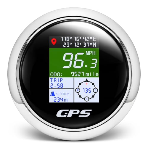 Boat GPS Speedometer Gauge 3-3/8" 85mm Waterpoof for Marine Car - color: Black & White