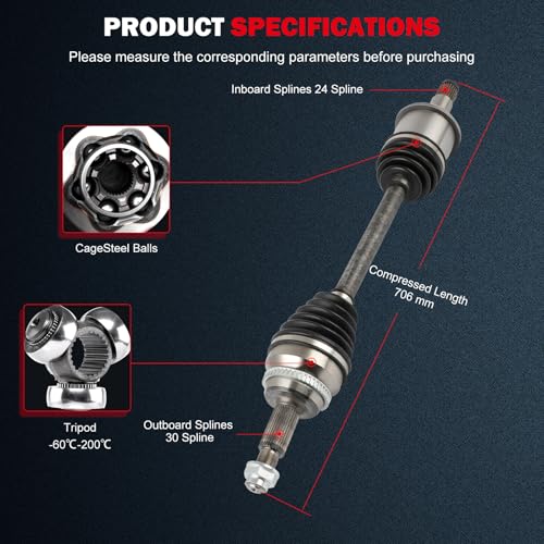 CCIYU CV Axle for Toyota Sienna 2004-2010 - Front Left - only FWD - 66-5260 - size: 17-9881