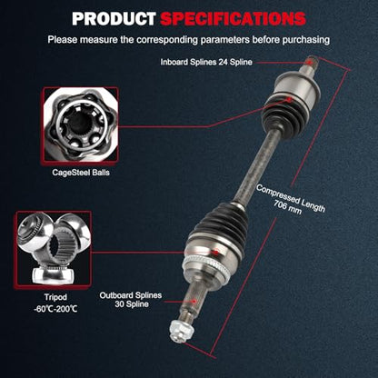 CCIYU CV Axle for Toyota Sienna 2004-2010 - Front Left - only FWD - 66-5260 - size: 17-9881
