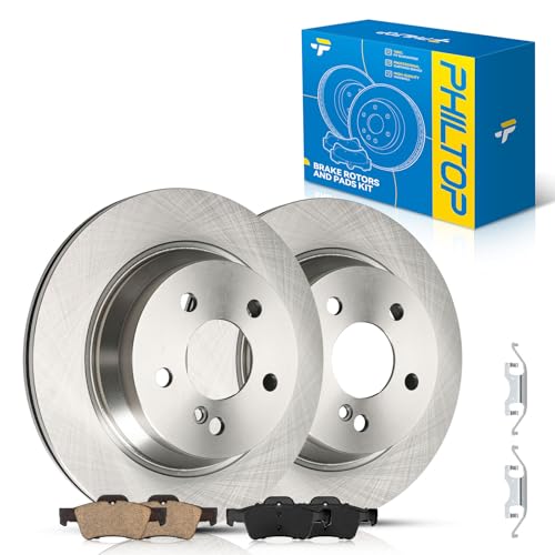 PHILTOP Rear Brake Pads and Rotors Kit for Mercedes-Benz E350 2006-2016, E320 2003-2005, CLS550 2007-2011, Vented Rotors 300MM - size: E350 2006-2016 - Rear 34247-300mm