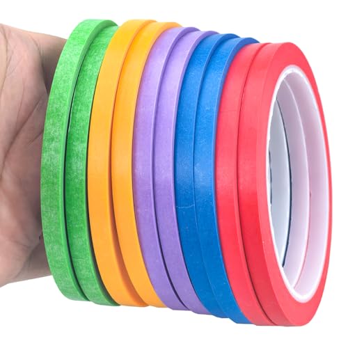 JINBING Washi Paper Masking Tape Art Tape for DIY Nail Arts Drawing Pattern Making Painters Tape 1/4 Inch x 27 Yard 5Rolls (Blue) - color: Blue