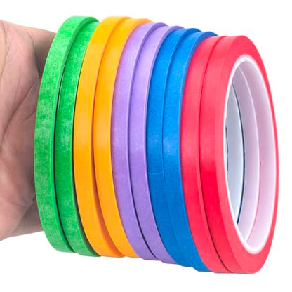 JINBING Washi Paper Masking Tape Art Tape for DIY Nail Arts Drawing Pattern Making Painters Tape 1/4 Inch x 27 Yard 5rolls (Red) - color: Red