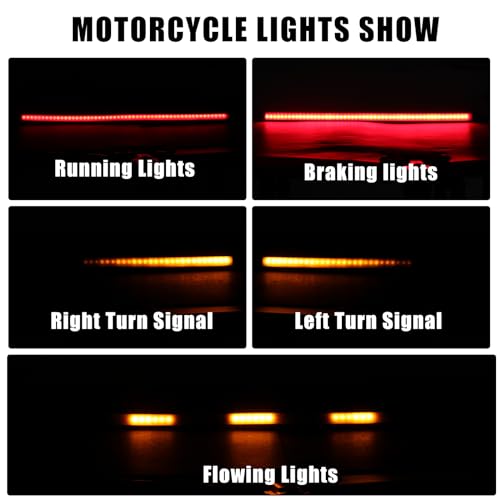 Rich Choices Universal 108 LEDs Strip Motorcycle Tail Lights with Turn Signals Flexible Brake Stop License Plate Lights Integrated for Motorcycle Street Bike ATV - color: White