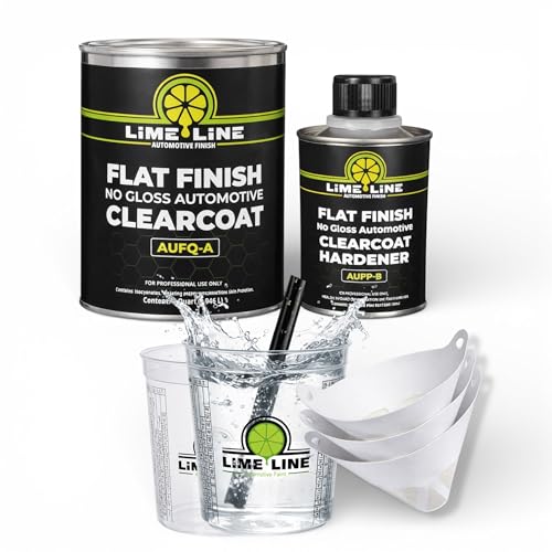 LiME LiNE 2K Clear Coat, Automotive Paint Kit with Hardener, Topcoat For Cars, Trucks and Motorcycles - 1.25 Quart Kit (Flat/Satin Clearcoat with Mixing Kit) - color: Flat Clear + Mixing Kit