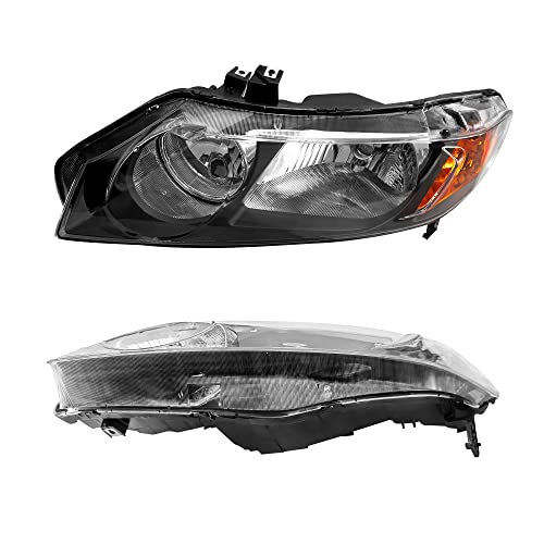 PartsFlow Halogen Headlight Chrome Housing Clear Lens Headlamp Left Drive Side Without Bulb For 2006 2007 2008 2009 2010 2011 Honda Civic 33151SNAA02 - color: Left