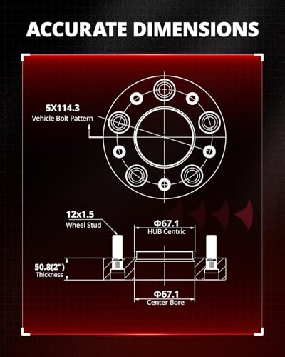 EVIL ENERGY 5x4.5 Wheel Spacers 2", 67.1 mm Bore Hubcentric M12x1.5 Studs - size: 2 inch