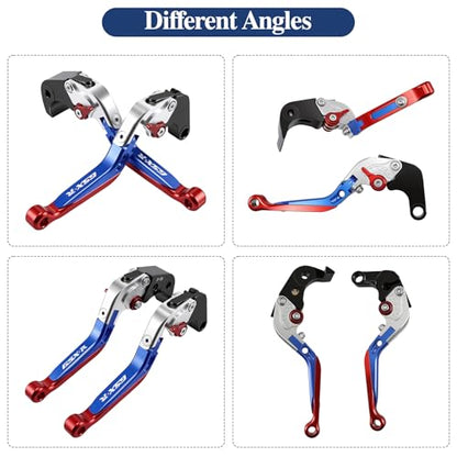 Brake Clutch Lever Set for Suzuki GSX‑R,Adjustable Levers(Red+Blue) - color: Red+Blue