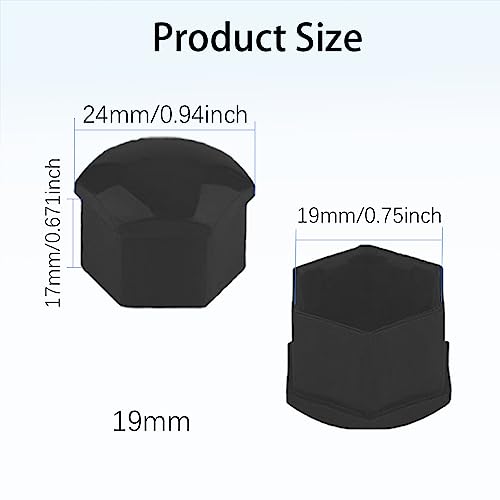 ASUBHA 20PCS Lug Nut Covers, Wheel Nut Caps, 19mm Wheel Hub Screw Covers with Removal Tool, Automotive Exterior Accessories Hexagonal Plastic Tire Center Bolt Protection Caps for Most Vehicles - size: 19mm