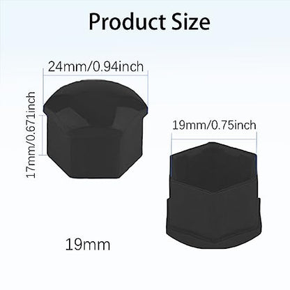 ASUBHA 20PCS Lug Nut Covers, Wheel Nut Caps, 19mm Wheel Hub Screw Covers with Removal Tool, Automotive Exterior Accessories Hexagonal Plastic Tire Center Bolt Protection Caps for Most Vehicles - size: 19mm