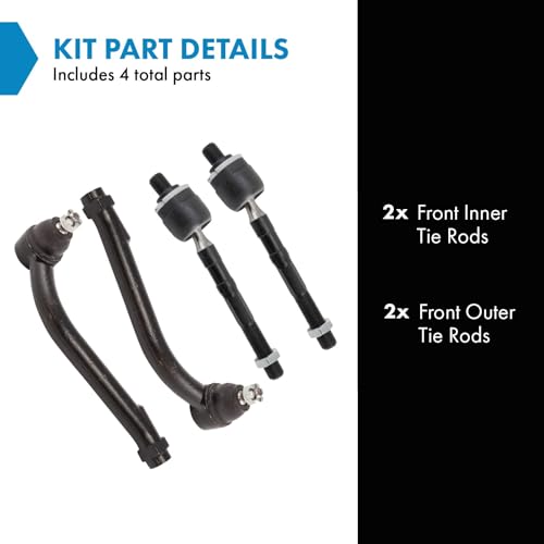TRQ Inner and Outer Tie Rod Set 4 Piece - style: PSA29032