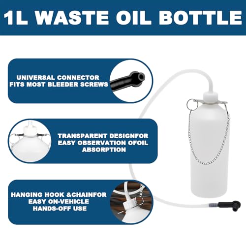 Manual Brake Bleeder Kit, Brake Bleeder Fluid Pump, 1L Brake Bleeder Bottle - size: Brake Fluid Bleeder Kit - 1L