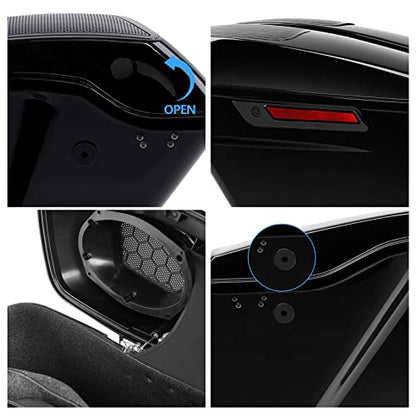 TCMT Black Latches 5" Stretched Extended Saddlebags 6X9" Speaker Lids Fit For Harley Davidson 2014-2024 Touring Road King Road Glide Street Glide Electra Glide FLT FLHT FLHTCU FLHRC - color: Black Latches, size: 5" Stretched(6x9 Spealer Lids)