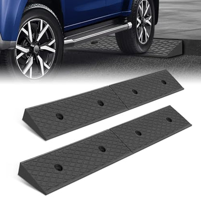 2" Rise Rubber Curb Ramp for Forklift, Driveway Sidewalk, Heavy Duty Car - size: Overall dimensions of 38.6''L x 5.9''W x 2''H