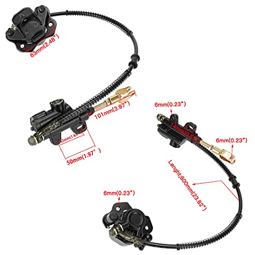 FVRITO Rear Brake Master Cylinder Caliper Assembly for 50cc 70cc 90cc 110cc 125cc Taotao Boulder B1 Coolster 3050HD 3050C 3125R Peace Chinese ATV Quad Mini 4 Wheeler Motorsports Scooter Black - color: Black