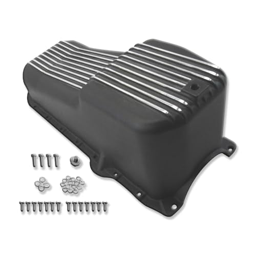 Finned Black Oil Pan for Chevy SBC 305 5.0L 350 5.7L 1986-2002 - color: Black, size: 1986-2002 SBC