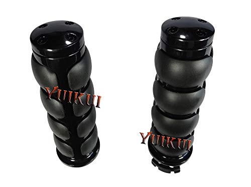 Motorcycle Black Chrome Grips 32mm/1-1/4 Inch Rubeer Hand Grips Handlebar Grips with Boss Throttle Compatible with Honda VT1300/FURY/INTRESRATE/SABRE 2009-2015 - color: Blcak,Type 3(No boss throttle)