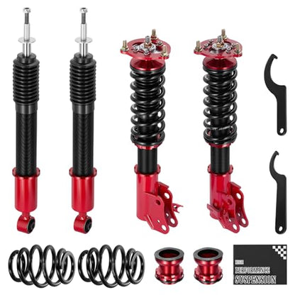 BDFHYK Coilovers Compatible with Honda Civic 2006-2011, Compatible with Acura CSX 2006-2011, Shock Absorber Replacement 4 PCS, Adjustable Height Coilovers Suspension Kit Lowering Kit, Red - style: Honda Civic 2006-2011