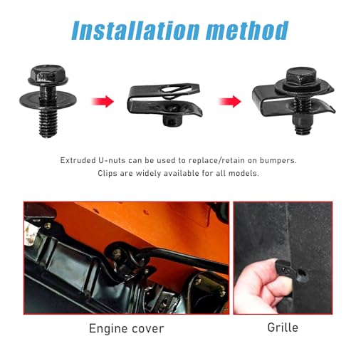 Ohleats 35 PCS Car Engine Under Cover Splash Shield Guard Body Bolts, Auto Bumper Extruded U-Nuts Clips Kit, Fender Liner Push Retainer Fastener Rivet Clips, Car Accessories - color: 35 PCS