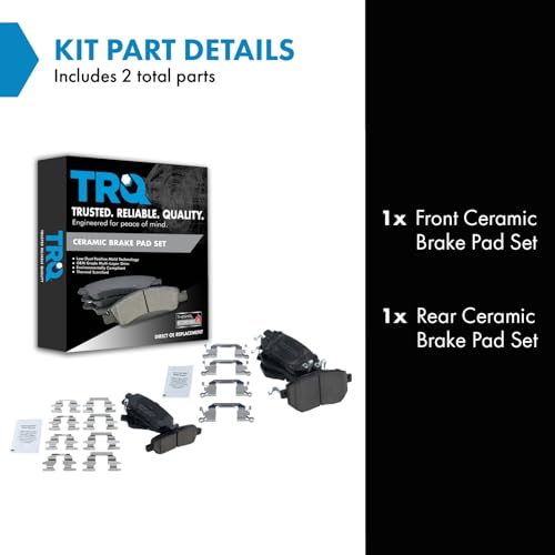 TRQ Front and Rear Brake Pads Ceramic - color: Ceramic, size: BFA12917