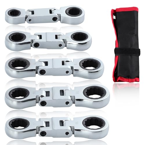 SPEEDWOX 5pcs Double Box End Flex-Head Ratcheting Combination Wrench Set - Metric Wrench Sets - style: Metric