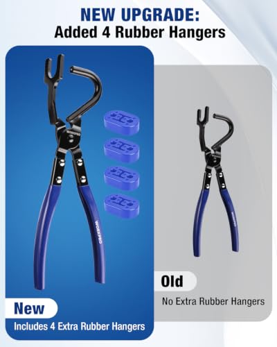 WORKPRO Exhaust Hanger Removal Tool with 4 Rubber Hangers, Blue - color: Blue