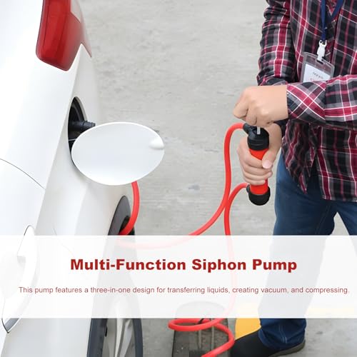 Car Siphon Fluid Transfer Pump, Multi-Purpose Inflation Pumps Liquids Transfer Tool Kit, Portable Fluid Extractor Hand Pump Kit for Gasoline Water Oil, Car Accessories