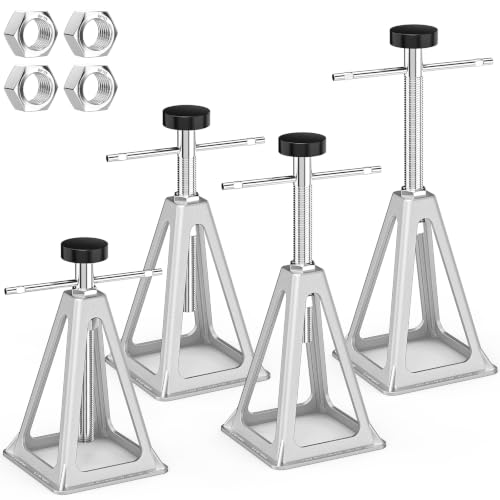 BEBOBLY RV Stack Jacks 4 Pack, Screw Jack Stands for RV Camper Travel Trailer Leveling, Aluminum Stabilizer Jacks, Single Support Unloading Up to 6000 Lbs, Adjustable from 11" to 17"