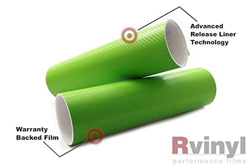 Rwraps 3D Carbon Fiber Vinyl Car Wrap Film in Green - 5ft x 1ft - Vehicle Sheet Roll with Adhesive Back and Air Release Technology - color: 3D Carbon Fiber Green, size: 5ft x 1ft