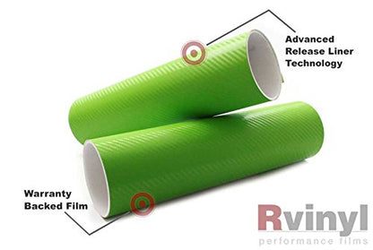 Rwraps 3D Carbon Fiber Vinyl Car Wrap Film in Green - 5ft x 1ft - Vehicle Sheet Roll with Adhesive Back and Air Release Technology - color: 3D Carbon Fiber Green, size: 5ft x 1ft