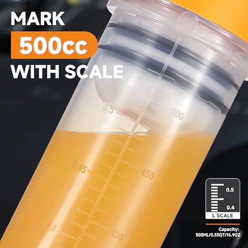 FOUR UNCLES Fluid Transfer Syringe for Automotive Oil Service 500cc - size: 500cc(58cm hose)