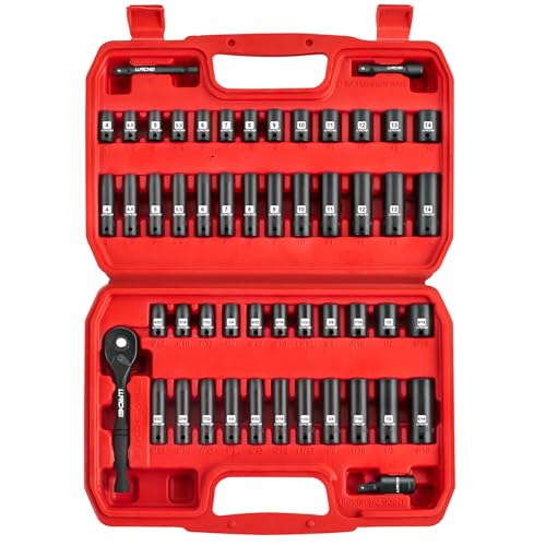 1/4" Drive Impact Socket Set, 52Pcs Ratchet Wrench Set, Metric and SAE - size: 1/4" Socket Set