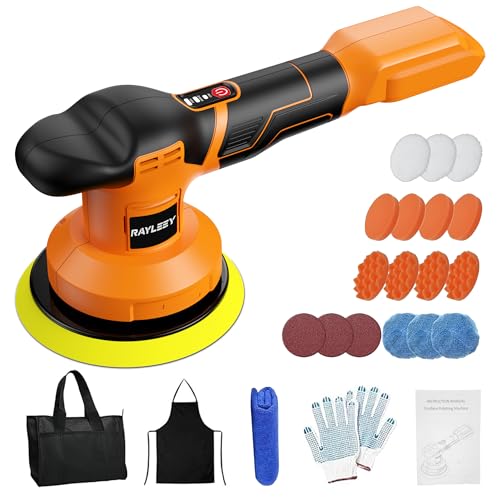 Cordless Buffer Polisher Kit for DEWALT 20V LI-ION Battery.6-Inch Orbital Buffer Polisher with 3 Variable Speed with 25pcs Polishing Accessories, for Car Polishing/Waxing (Tool Only)