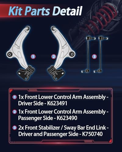 4PCS Front Lower Suspension Control Arms & Sway Bar Links Kit with Ball Joint, Fit for Ford Edge 2015-2022, Fit for Lincoln MKX 2016-2018, Replaces OE# K623491 K623490 K750740 - size: 4Pcs Control Arm Suspension Kit
