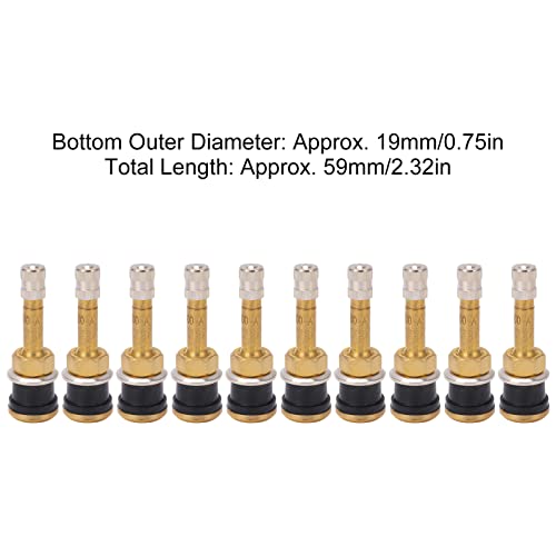 Tire Valve Stems Metal Valve Stems 10Pcs TR500 Tubeless Tire Valve Stems Sturdy Heavy Duty Clamp Valve Stem Core, Brass