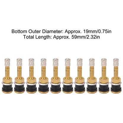 Tire Valve Stems Metal Valve Stems 10Pcs TR500 Tubeless Tire Valve Stems Sturdy Heavy Duty Clamp Valve Stem Core, Brass