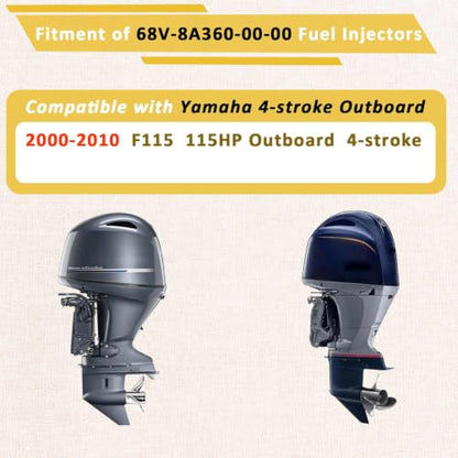 Compatible with/Yamaha 2000-2010 F115 115HP Outboard Fuel Injectors