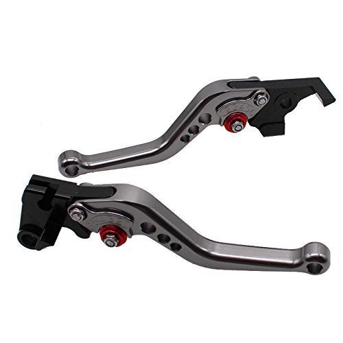 FXCNC Adjustable Brake Clutch Levers for YFM700 Raptor 700R 2000-2006, Banshee 350 YFZ350 2002-2008, Wolverine 350 YFM350FX 2002-2005,Blaster 200 YFS200 2004-2006,WR125/250/500 1991-95 - color: Gray Lever with Red Adjuster