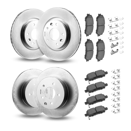 VEVOR Front and Rear Brake Kit Compatible with 2014-2015 Nissan Rogue (2 Row Seating; 11.65 inch (296mm) Front Outer Diameter), Hollow Structure Brake Rotors Ceramic Brake Pads Replacement Kit - size: R-800010 + R-31349