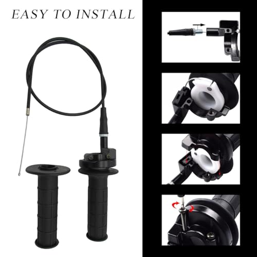 Yourkar Twist Throttle Accelerator Handle Grips, Throttle Cable Kit for 50cc 90cc 110cc 125cc, Twist Throttle Accelerator Handle Grips and Cable Set, Motorcycle Accessories